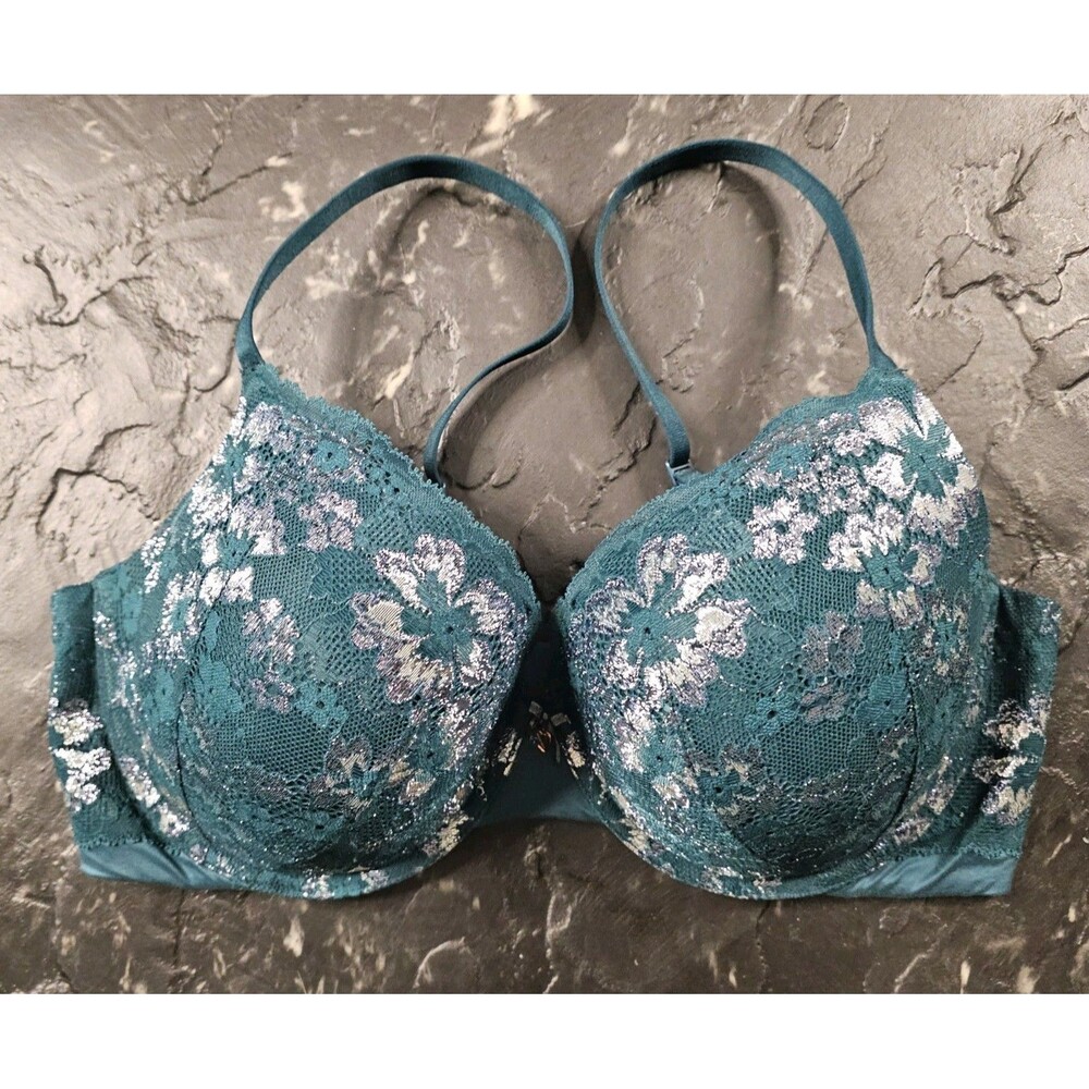 Victoria's Secret Body By Victoria Lace Push Up Perfect Shape Bra 36DD Shimmer